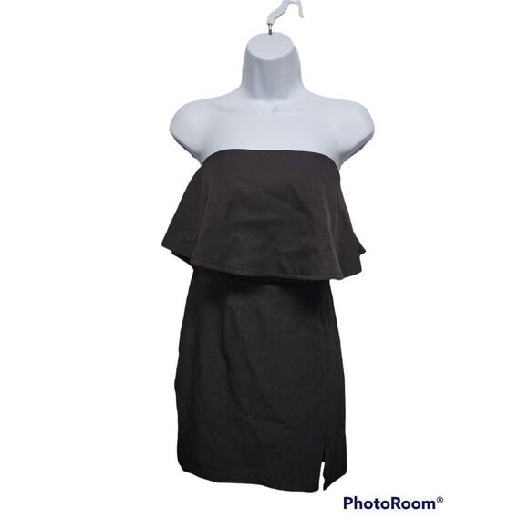 Lulu's Black Strapless Ruffled Bodycon Minidress Night Out Dress - Picture 1 of 5